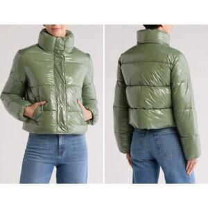 Noize Coco Crop Water Resistant Puffer Jacket in Sage Leaf, Sz XL -- NWT
